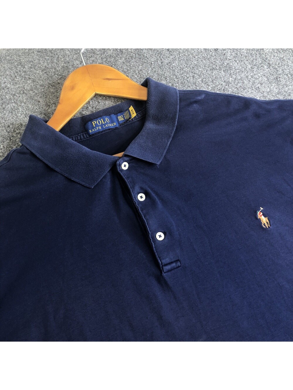 Ralph Lauren Polo Shirt Mens 3XLT Blue Short Sleeve Pony Flesh Casual Collared